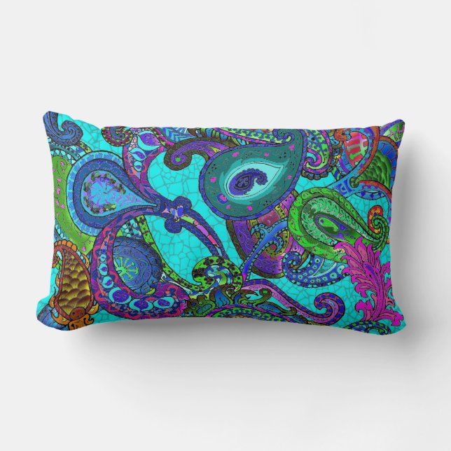 Melange Paisley in Purple and Fuschia Pillow (Front)