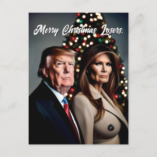 Melania and Donald Trump Merry Christmas Postcard