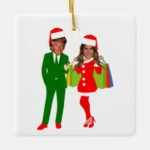 melania santa trump ceramic ornament