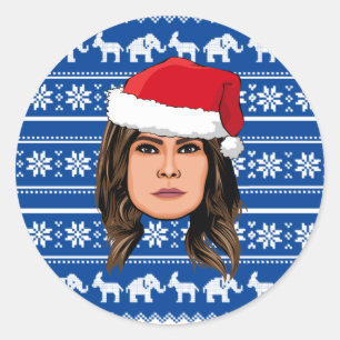 MELANIA TRUMP Christmas Classic Round Sticker