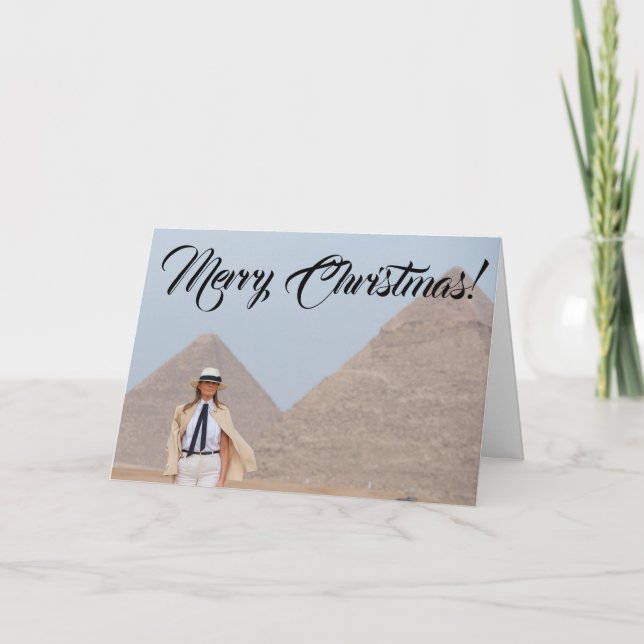 Melania Trump Egypt Pyramid Merry Christmas Holiday Card (Front)