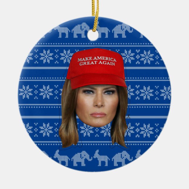 Melania Trump MAGA Christmas Ceramic Tree Decoration (Front)
