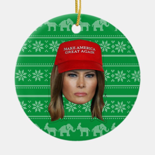 Melania Trump MAGA Christmas Ceramic Tree Decoration (Front)