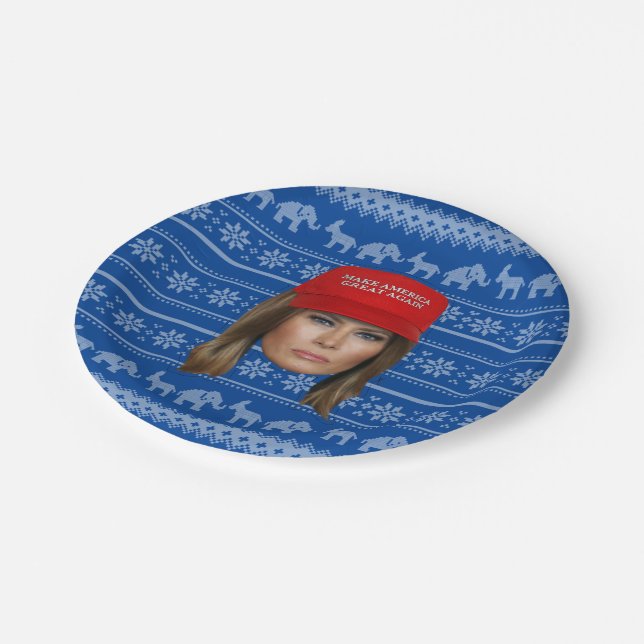 Melania Trump MAGA Christmas Paper Plate (Angled)