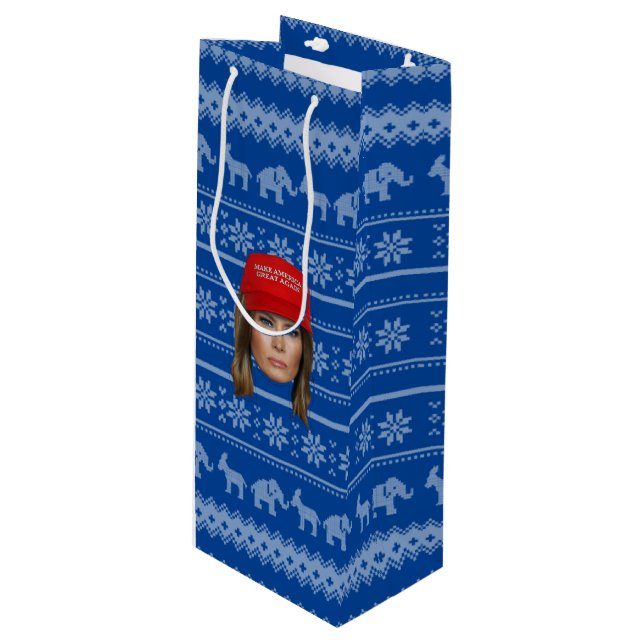 Melania Trump MAGA Christmas Wine Gift Bag (Front Angled)