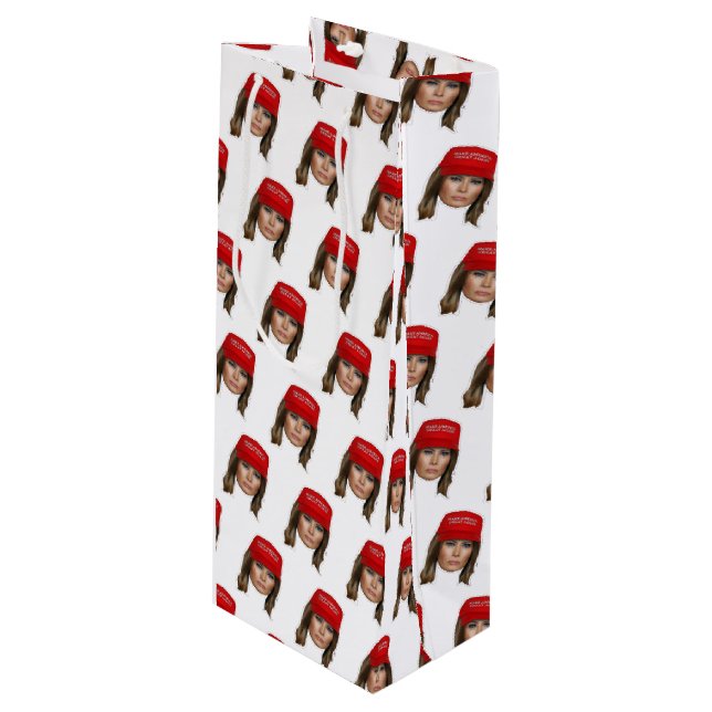 Melania Trump MAGA Christmas Wine Gift Bag (Front Angled)