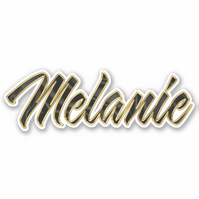 Melanie black gold lettering sticker (Front)