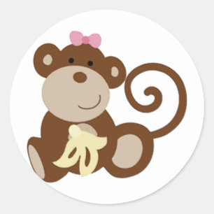 Melanie Monkey Girl Classic Round Sticker