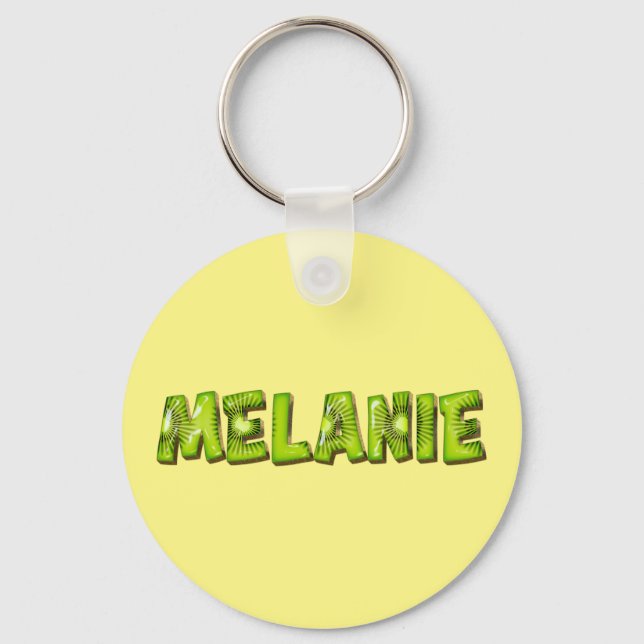 Melanie Name Kiwi Design Schlüsselanhänger Key Ring (Front)