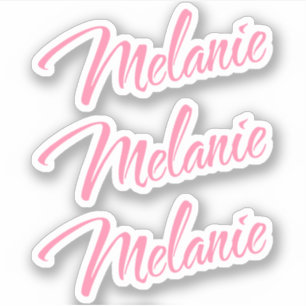 Melanie name pink decorative cursive x3