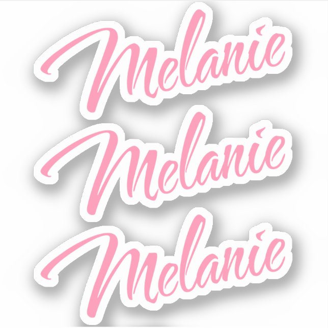 Melanie name pink decorative cursive x3 (Front)