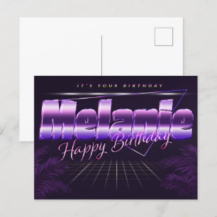 Melanie Name Vorname lila Postkarte Geburtstag Postcard