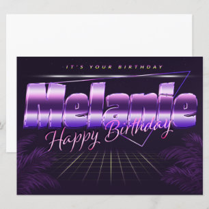 Melanie Name Vorname lila retro Karte Geburtstag Card