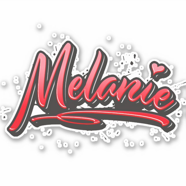 Melanie red Heart Graffiti Decal Sticker (Front)