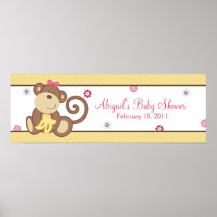 Melanie the Monkey Baby Shower Banner Poster