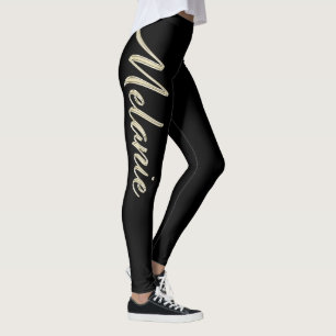 Melanie white gold Handwriting trousers Leggings