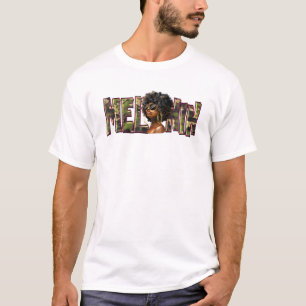 Melanin Afro Girl Black History Month Women Camo T-Shirt