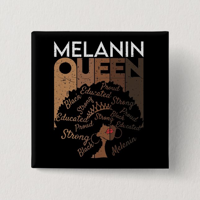 Melanin Afro Queen Word Art   15 Cm Square Badge (Front)