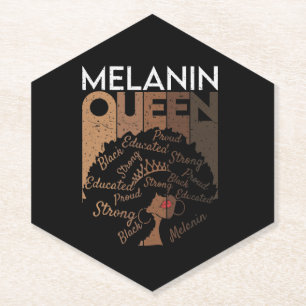 Melanin Afro Queen Word Art Paper Coaster