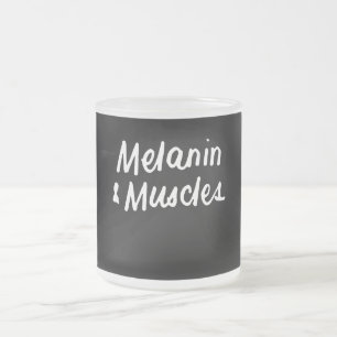 Melanin And Muscles Black Is Beautiful Workout Gym Frosted Glass Coffee Mug