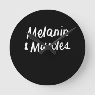 Melanin And Muscles Black Is Beautiful Workout Gym Round Clock