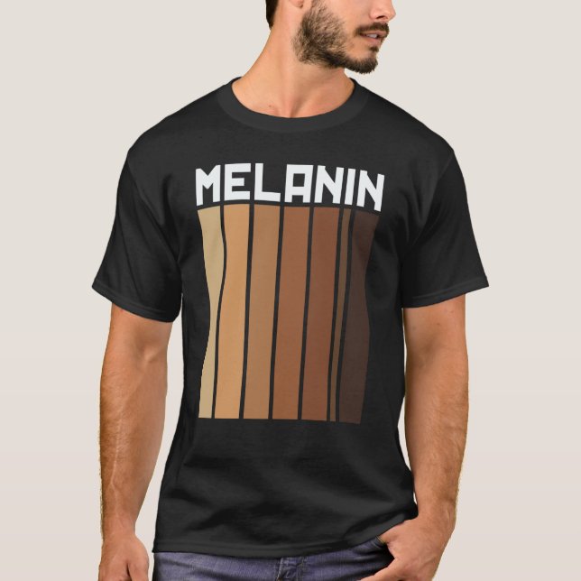 Melanin Barcode Black Pride African American Black T-Shirt (Front)