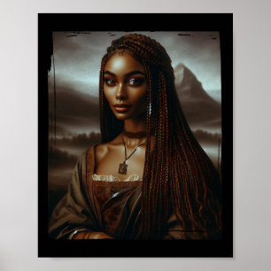 Melanin Black History Month Afro Queen Mona Lisa F Poster