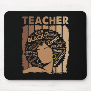 Melanin Black Teacher Typography Women Drug Black Mouse Mat