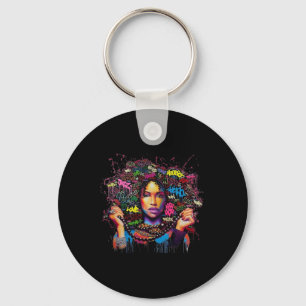 Melanin Black Woman Afro Culture Jazz Hip Hop Soul Key Ring