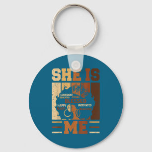 Melanin Blessed She Queen Beautiful Afro Black Me Key Ring