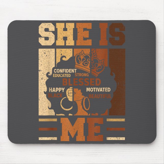 Melanin Blessed She Queen Beautiful Afro Black Me  Mouse Mat (Front)
