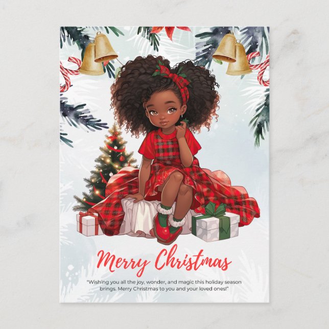 Melanin Christmas Black Girl Magic Xmas Magic Fun Holiday Postcard (Front)