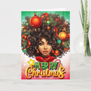 Melanin Christmas Black Queen Melanin Woman Xmas Card