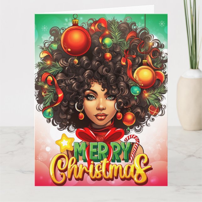 Melanin Christmas Black Queen Melanin Woman Xmas  Card (Front)