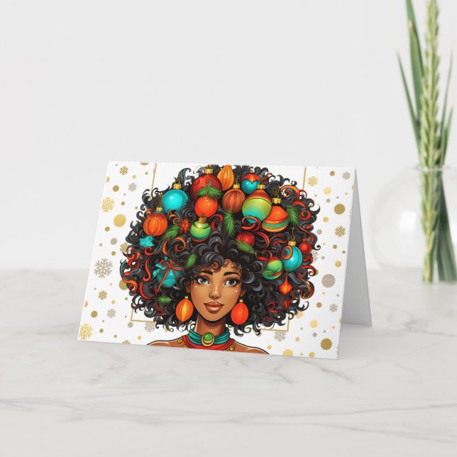 Melanin Christmas Black Queen Melanin Woman Xmas  Thank You Card (Front)