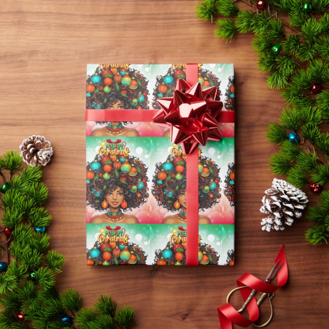 Melanin Christmas Black Queen Melanin Woman Xmas  Wrapping Paper (Holiday Gift)