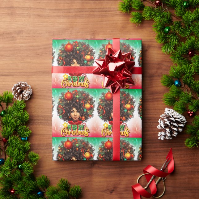 Melanin Christmas Black Queen Melanin Woman Xmas  Wrapping Paper (Holiday Gift)