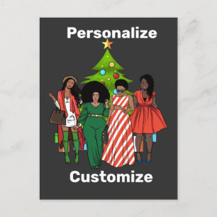 Melanin Christmas Black Sista Personalise Custom Holiday Postcard