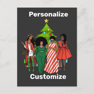 Melanin Christmas Black Sista Personalise Custom Postcard