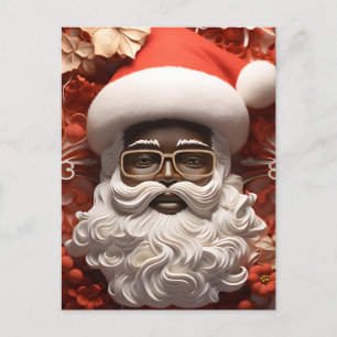 Melanin Christmas Chocolate Black Santa Claus Fun Holiday Postcard