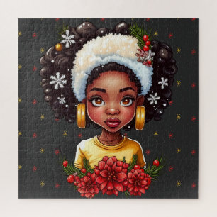 Melanin Christmas Magic Black Girl Woman Sista Jigsaw Puzzle