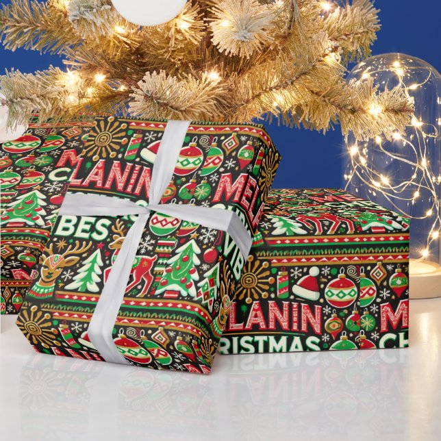 Melanin Christmas Vibes Wrapping Paper (Holidays)