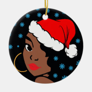 Melanin Christmas Winter Black Girl Magic Sista Ceramic Tree Decoration