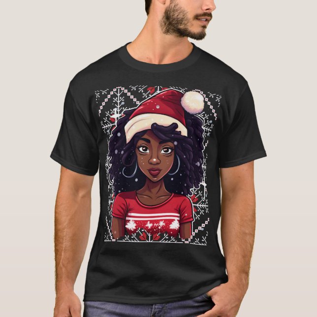 Melanin Christmas Winter Black Girl Magic Sista T- T-Shirt (Front)