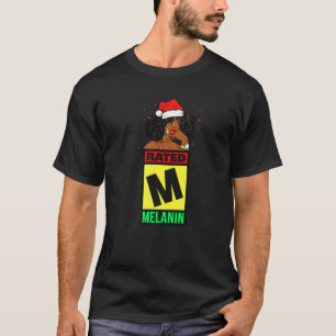 Melanin Christmas Women Black Girl Magic Brown Ski T-Shirt
