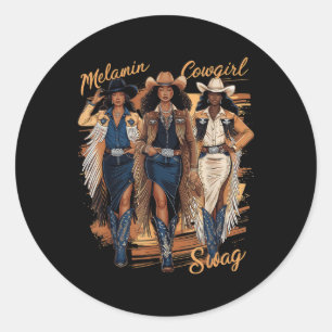 Melanin Cowgirls African Melanin Cowgirl Swag Blac Classic Round Sticker