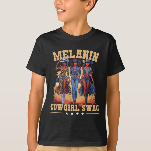 Melanin Cowgirls Swag African Melanin Cowgirl Blac T-Shirt (Front)