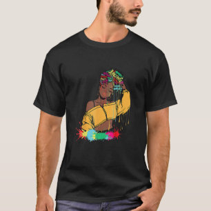 Melanin Drip Art Paint Black Women Brown Skin Girl T-Shirt