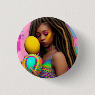 Melanin Easter Rainbow Spring Sista Girl Birthday 3 Cm Round Badge