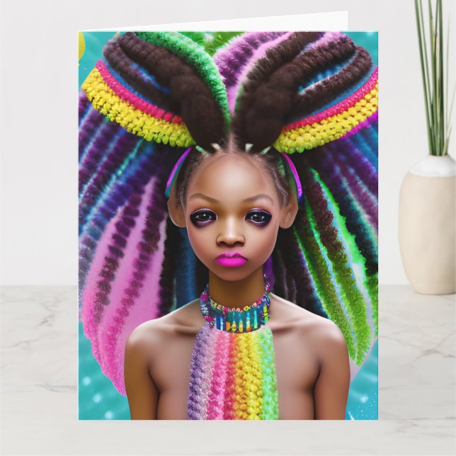 Melanin Easter Rainbow Spring Sista Girl Birthday  Card (Front)